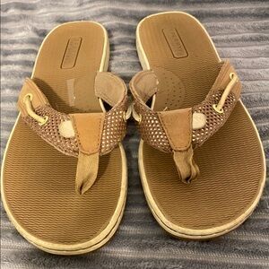 Sperry Brown and Tan Flip Flops